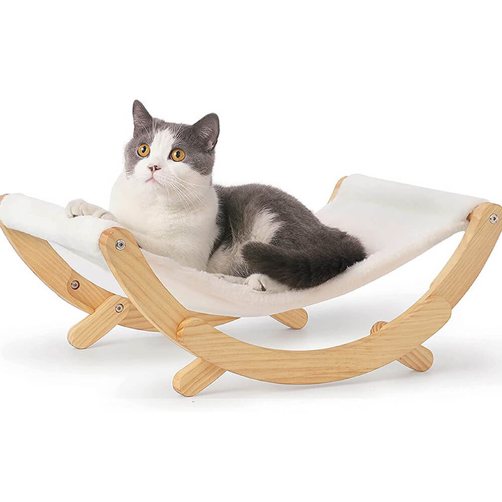Wooden Elevated Cat Hammock Bed Swing Chair