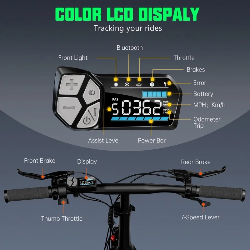 TST Electric Bike, 4.0 Fat Tire Foldable Ebike, 48V 13Ah Battery, 750W Electric Commuter Bicycle with LCD, 20″ One-Step Folding Electric City Bike for Men Women, Black