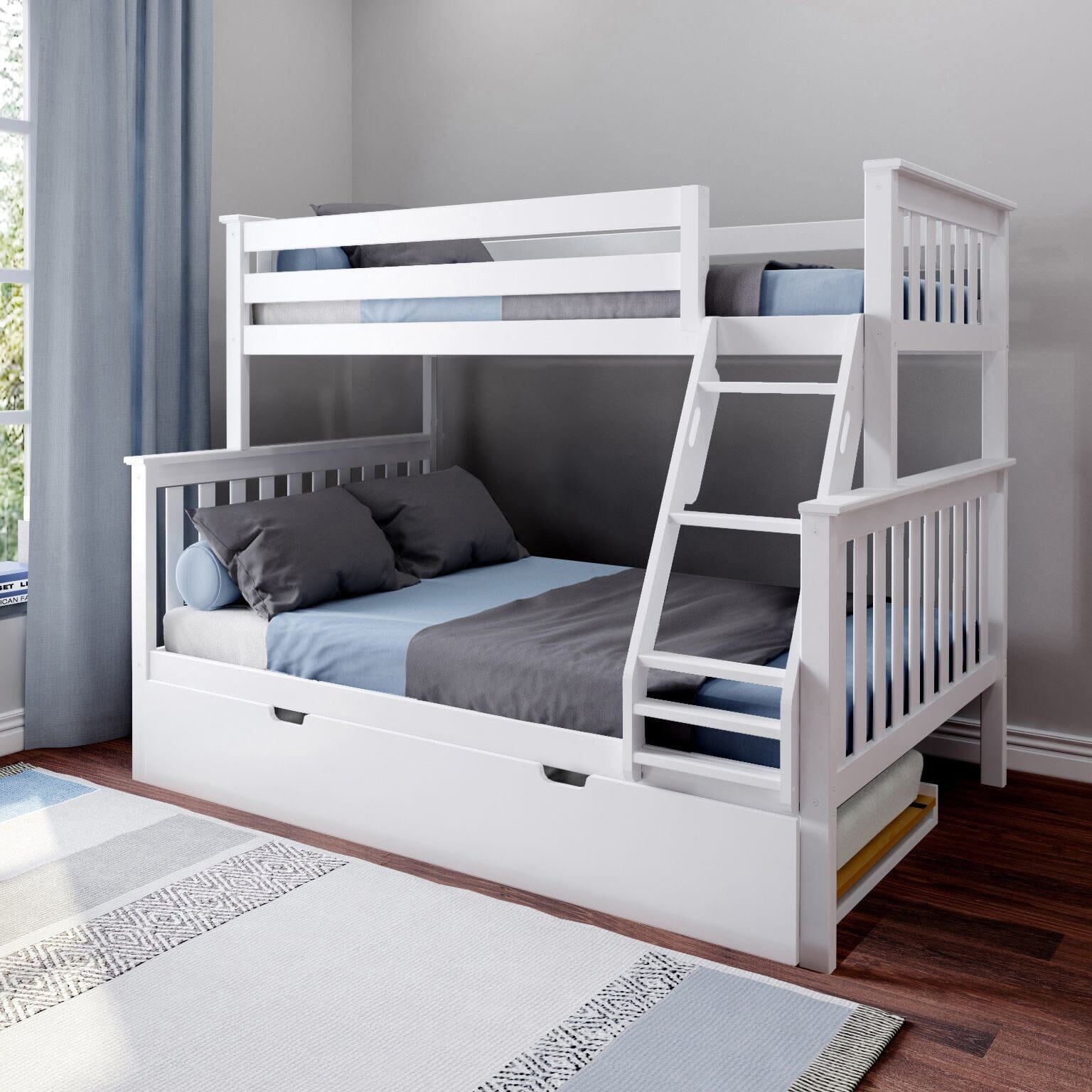 🎄Store Closing Sale💖Kids Solid Wood Twin-Over-Full Bunk Bed + Trundle Bed