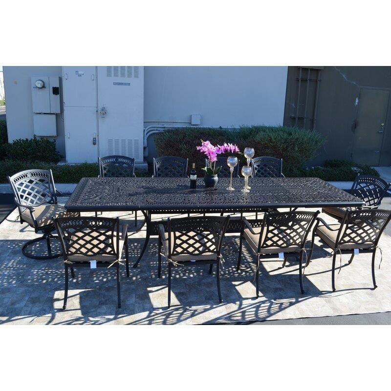 Wildermuth Rectangular 12 – Person 84&” Long Dining Set with Cushions
