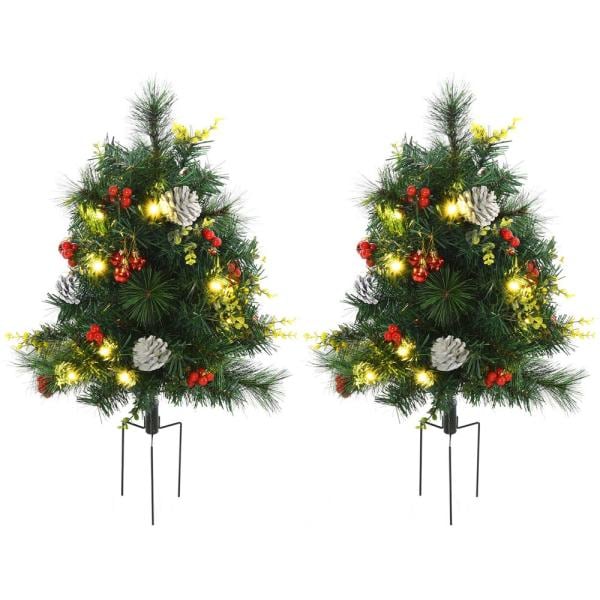2 ft. Pre-Lit Small Pine Artificial Christmas Tree with 24 Warm White Lights, (Set of 2)