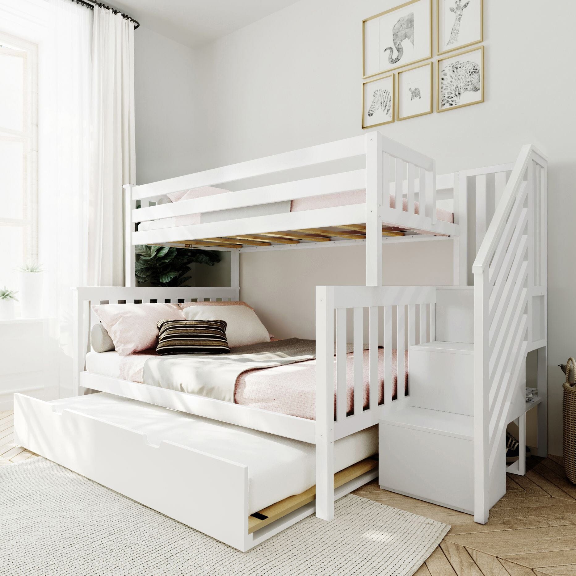 🎄Store Closing Sale💖Twin Over Full Staircase Bunk with Trundle