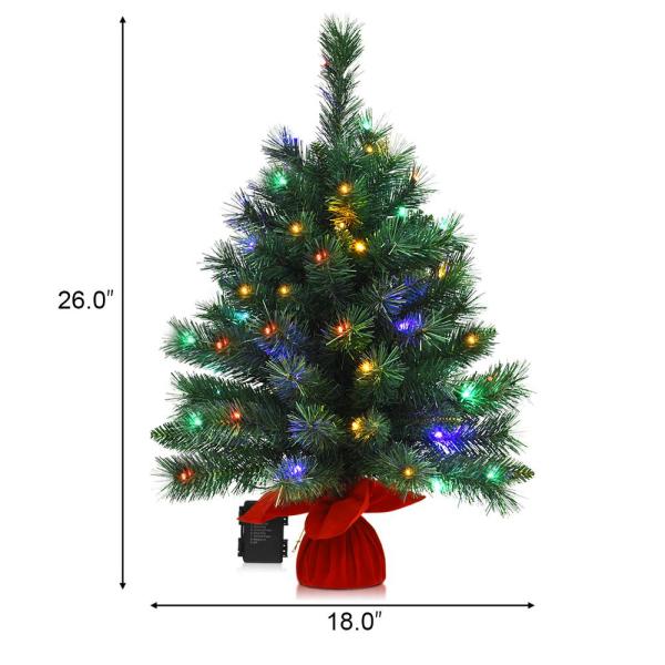 26 in. Pre-Lit Tabletop Fir Christmas Tree 8 Flash Modes in Green