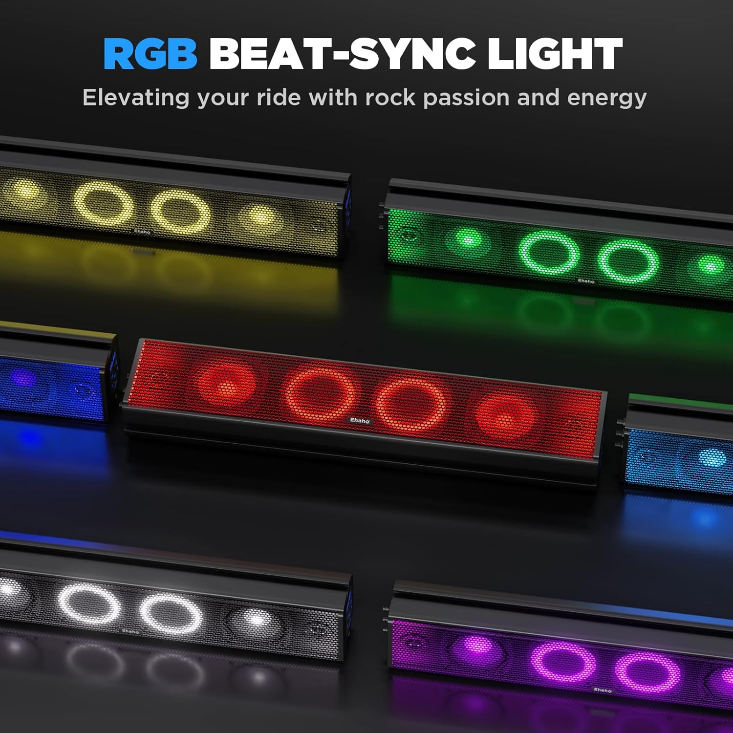 25 Inch UTV Sound Bar, ATV SoundBar Bluetooth with RGB Lighting, Amplified Sound Bar, Waterproof Golf Cart Sound Bar, UTV Speakers Compatible with Polaris RZR Can-Am