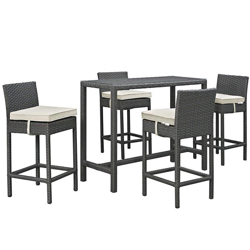 Tripp Rectangular 4 – Person 52&” Long Bar Height Dining Set with Cushions