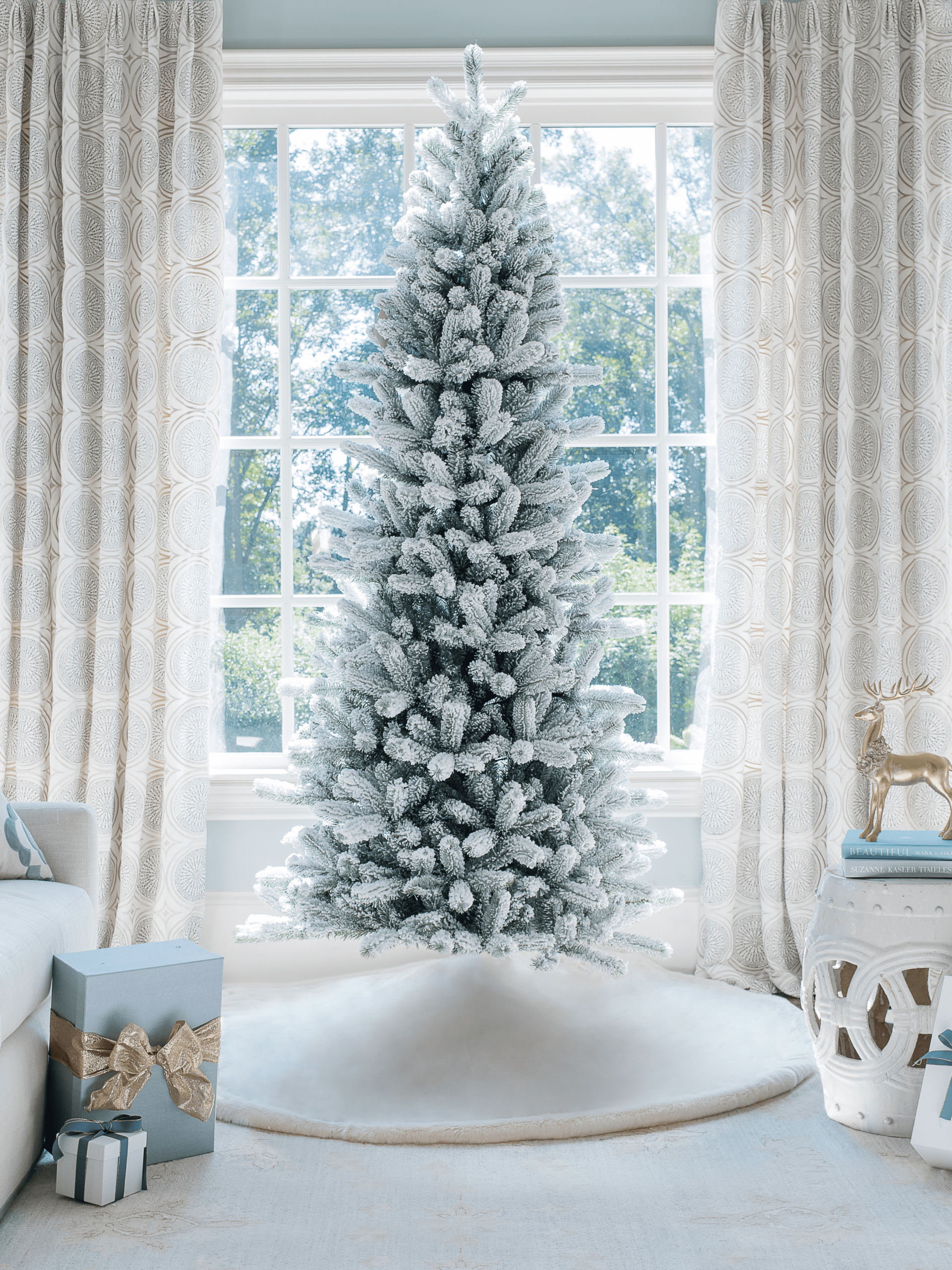 12′ Slim Quick-Shape Artificial Christmas Tree Unlit