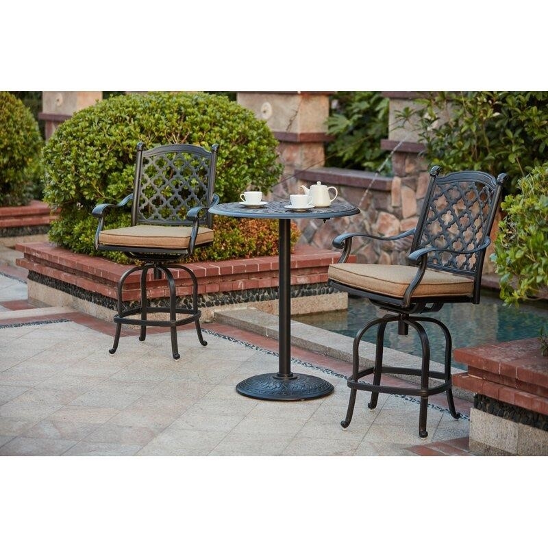 Waconia Round 2 – Person 30&” Long Aluminum Bar Height Dining Set with Cushions