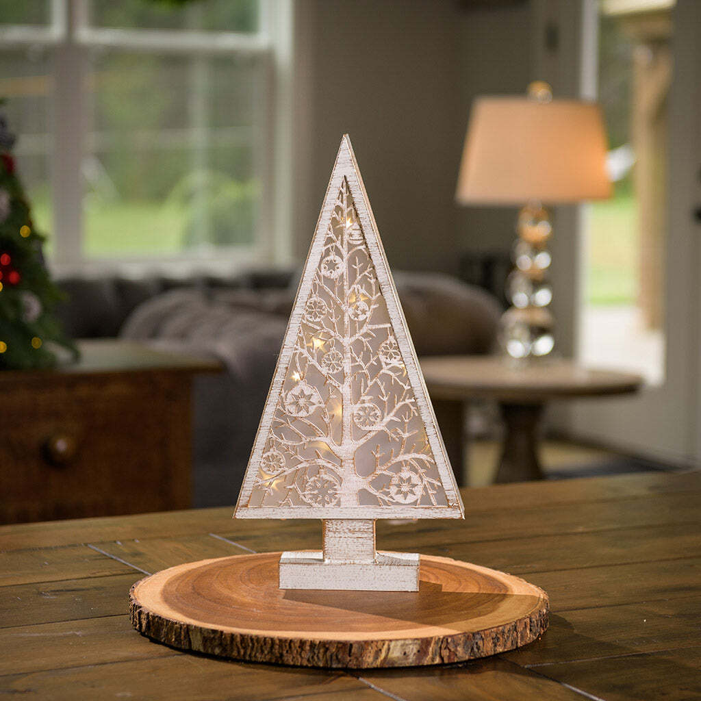 Winter Grace Lighted Wood Cut Tree