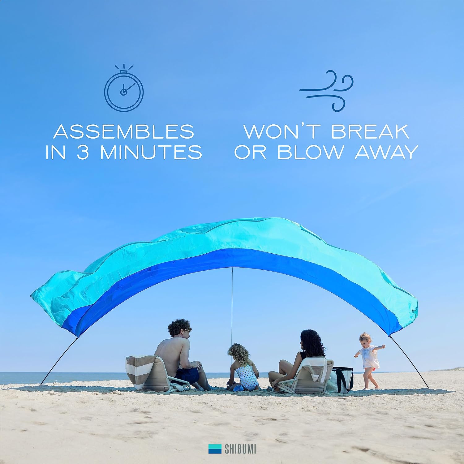 World’s Best Beach Shade, The Original Wind-Powered Beach Canopy, Provides 150 Sq. Ft. of Shade, Compact & Easy to Carry, Sets up in 3 Minutes, Designed & Sewn in America