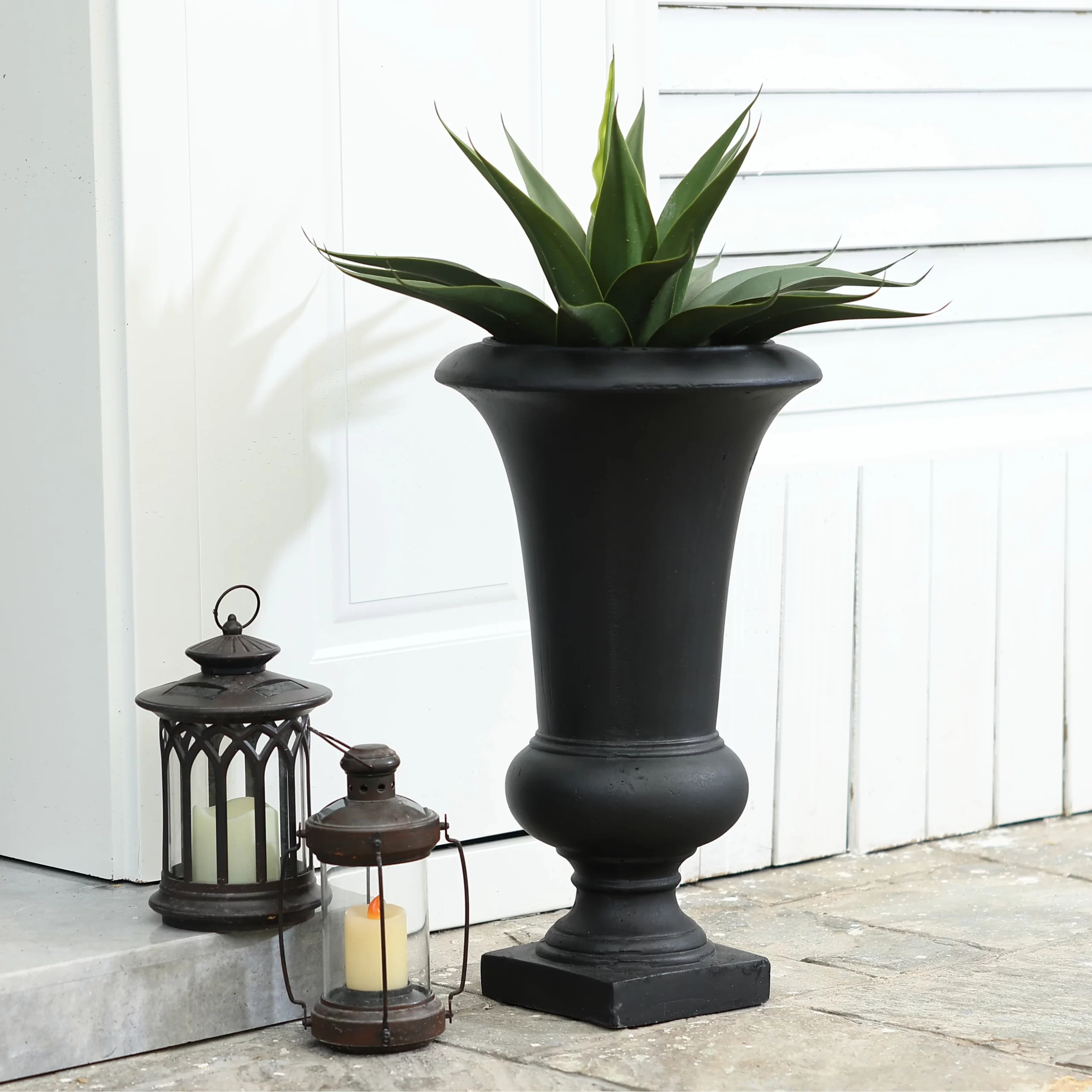 22.75″ H Handmade Fiber Stone Tall Urn Planter Pot