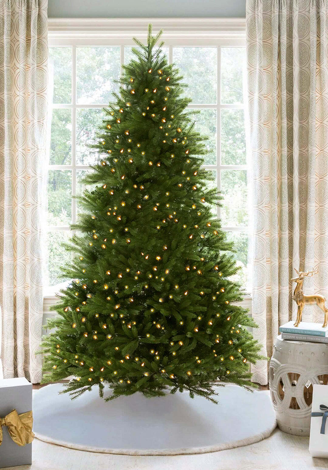 12′ King Fraser Fir Quick-Shape Artificial Christmas Tree with 2300 Warm White & Multi-Color LED Lights