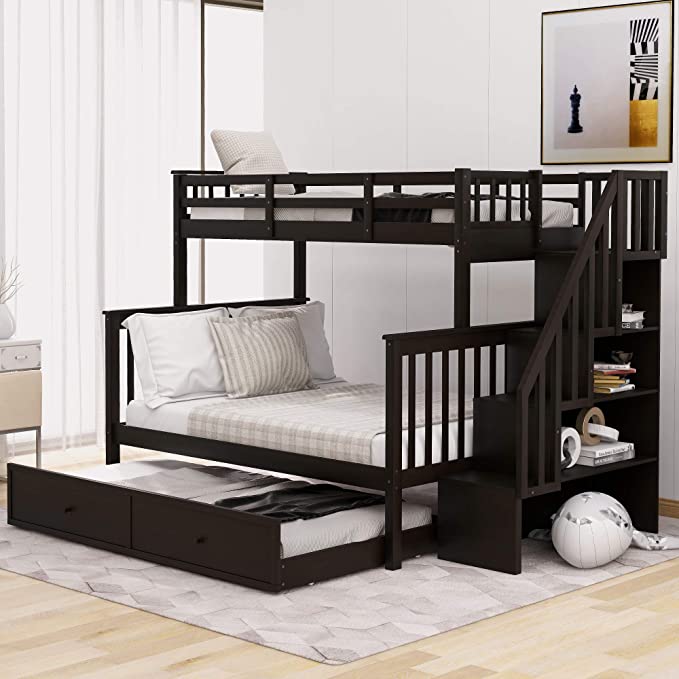 🎄Store Closing Sale💖twin-over-full-bunk-bed-with-and-guard-rail
