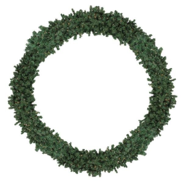 10 ft. Pre-Lit High Sierra Pine Commercial Artificial Christmas Wreath with Clear Lights