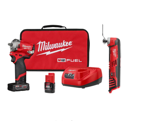 2554-22-2426-20 M12 12V Lithium-Ion Brushless Cordless 3/8 in. Impact Wrench Kit with M12 Oscillating Multi-Tool