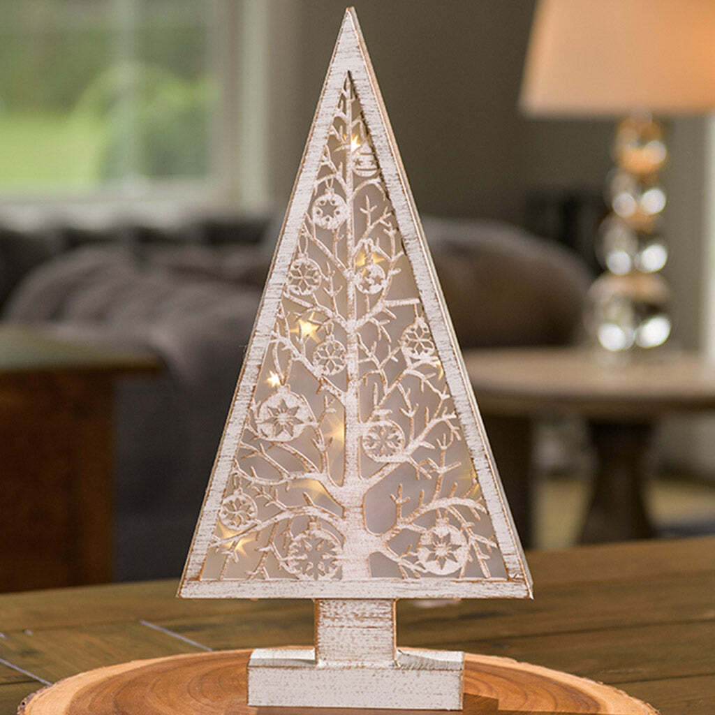 Winter Grace Lighted Wood Cut Tree