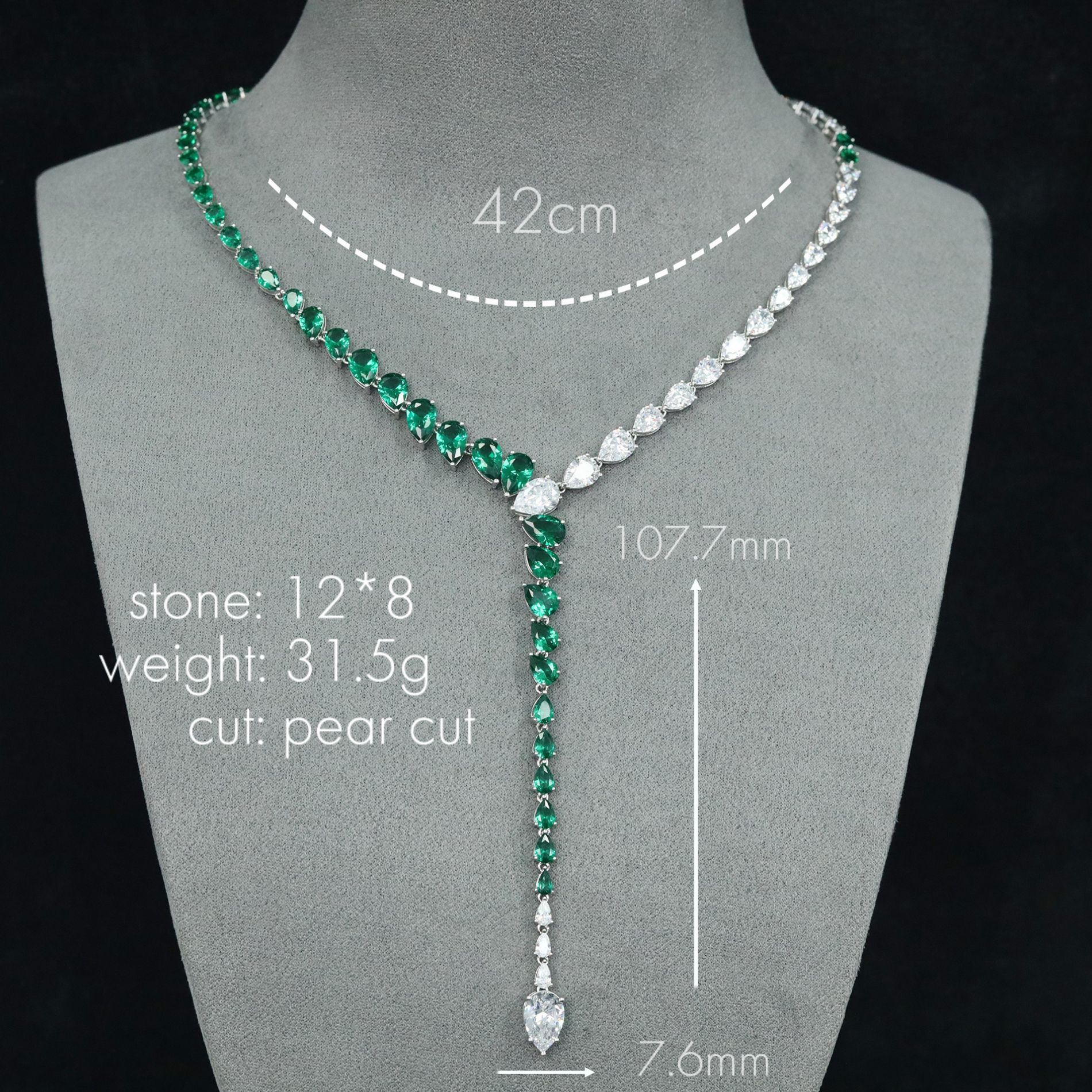 925 Silver Gold-Plated Wood Green Snake Dinner Necklace with High Carbon Diamond Accents