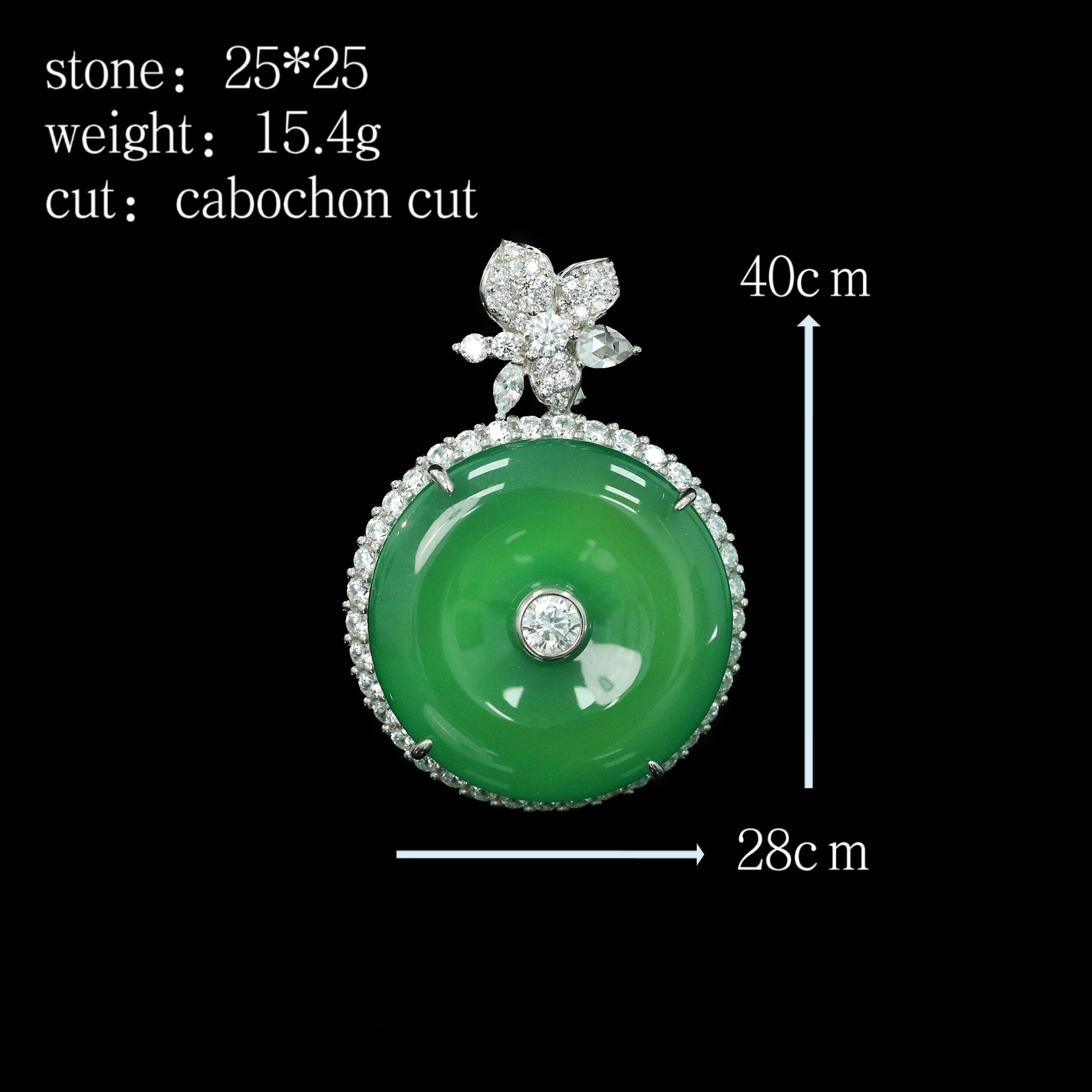 925 Silver Gold-Plated Peace Buckle Chalcedony Necklace with High Carbon Diamond Accents