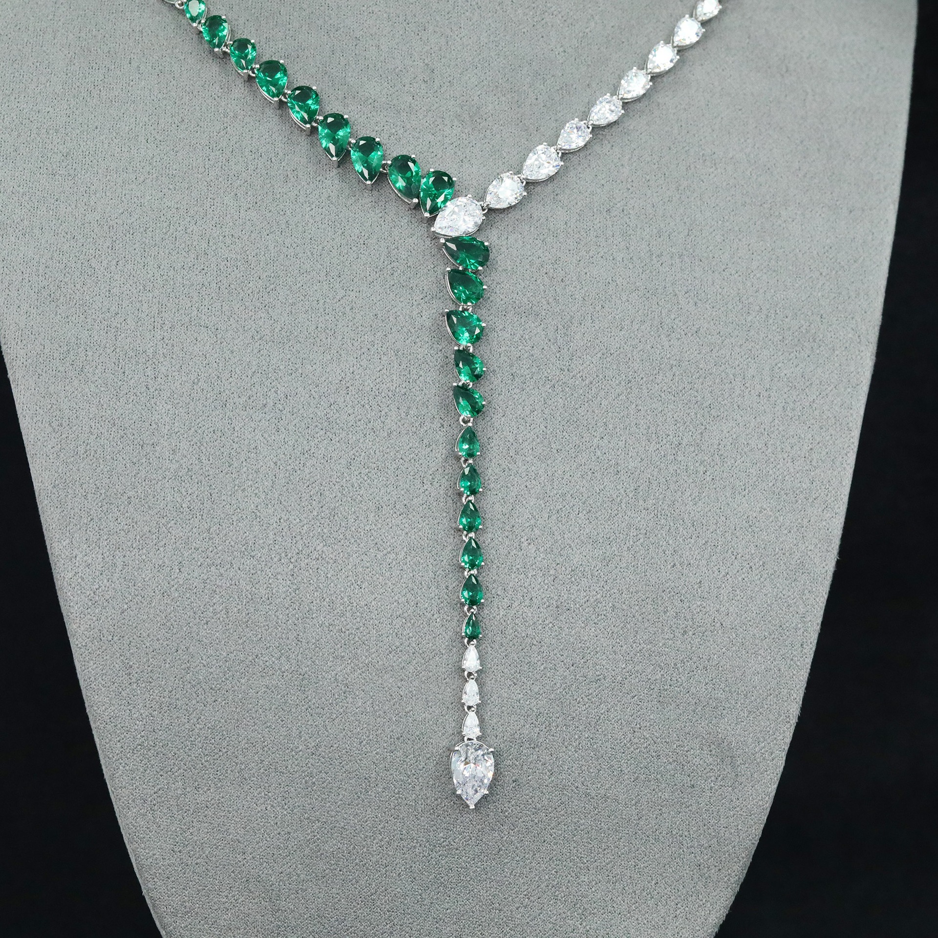 925 Silver Gold-Plated Wood Green Snake Dinner Necklace with High Carbon Diamond Accents