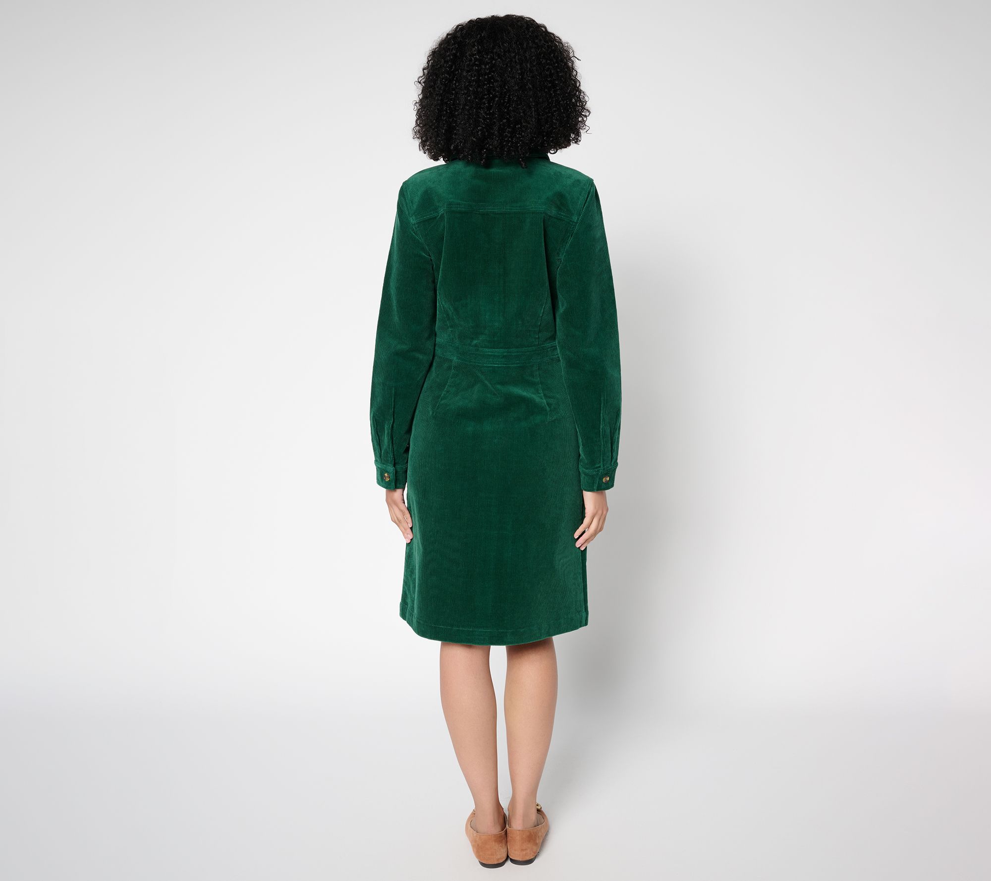 Joan Rivers Regular Stretch Corduroy Button Front Dress