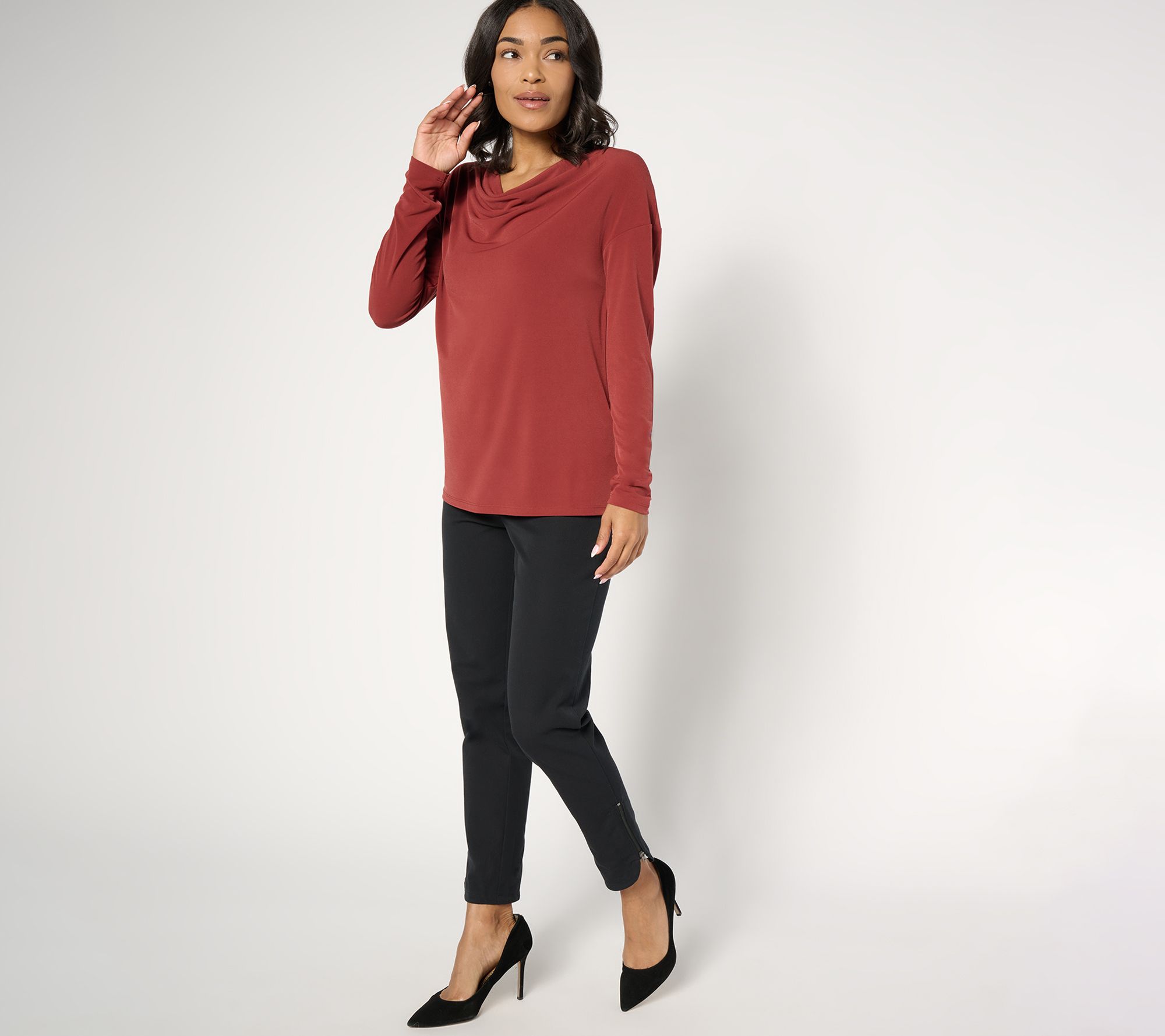 BEAUTIFUL by Lawrence Zarian Long Sleeve Cowl Neck Knit Top