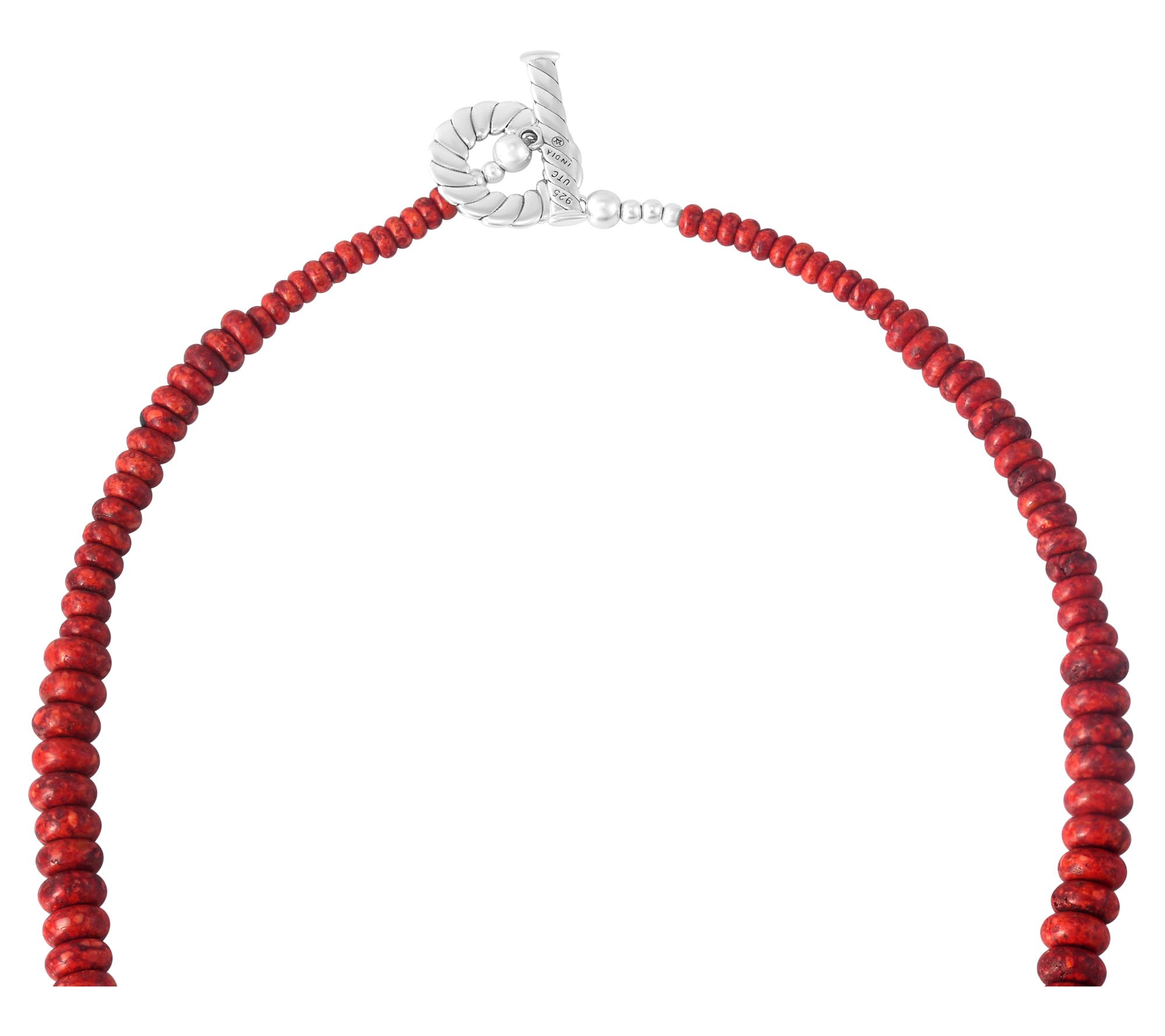 American West Sterling Sponge Coral Bead ToggleNecklace