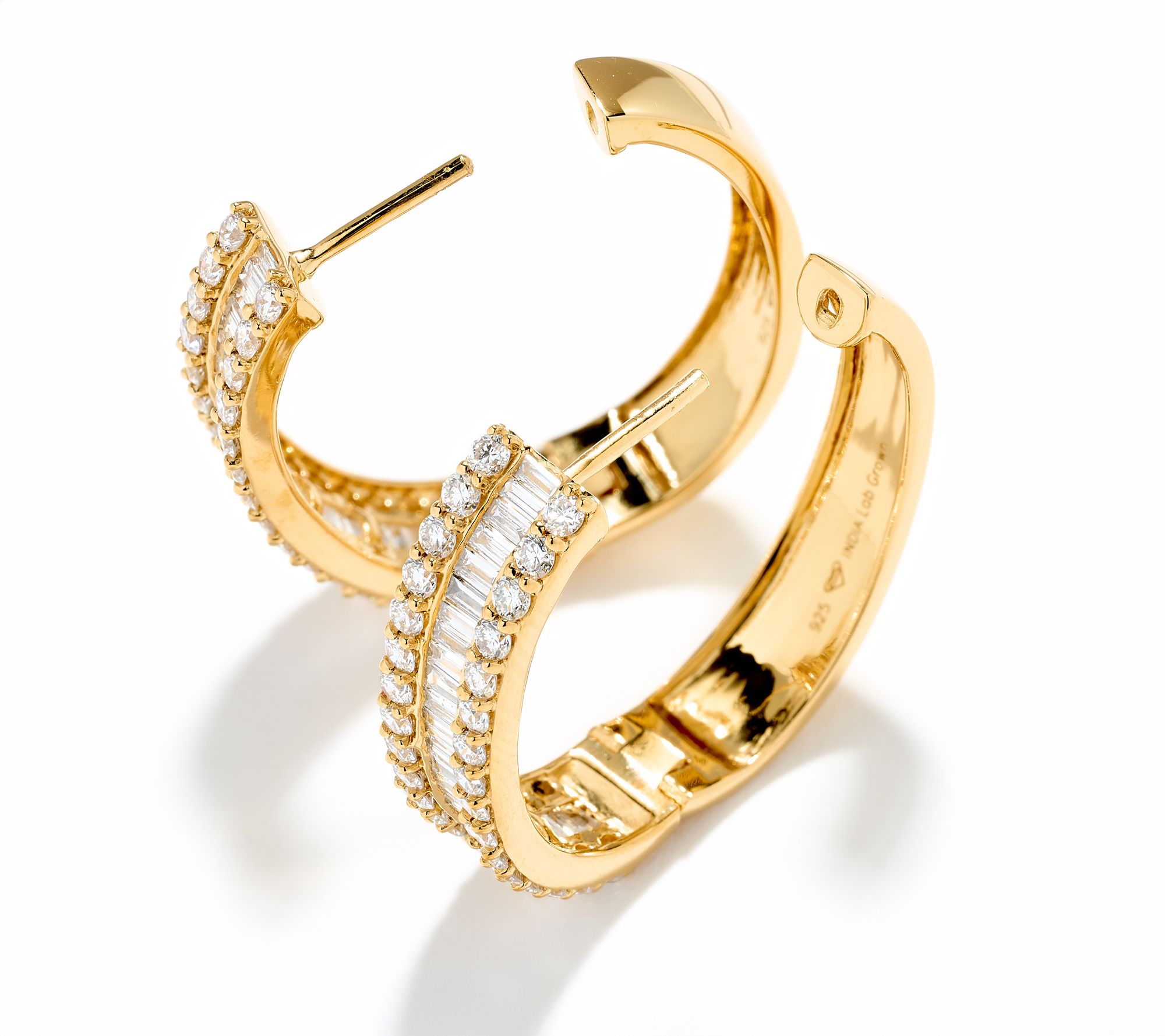 Fire Light Lab Grown Diamond 3 cttw Hoop Earrings, Sterling Silver