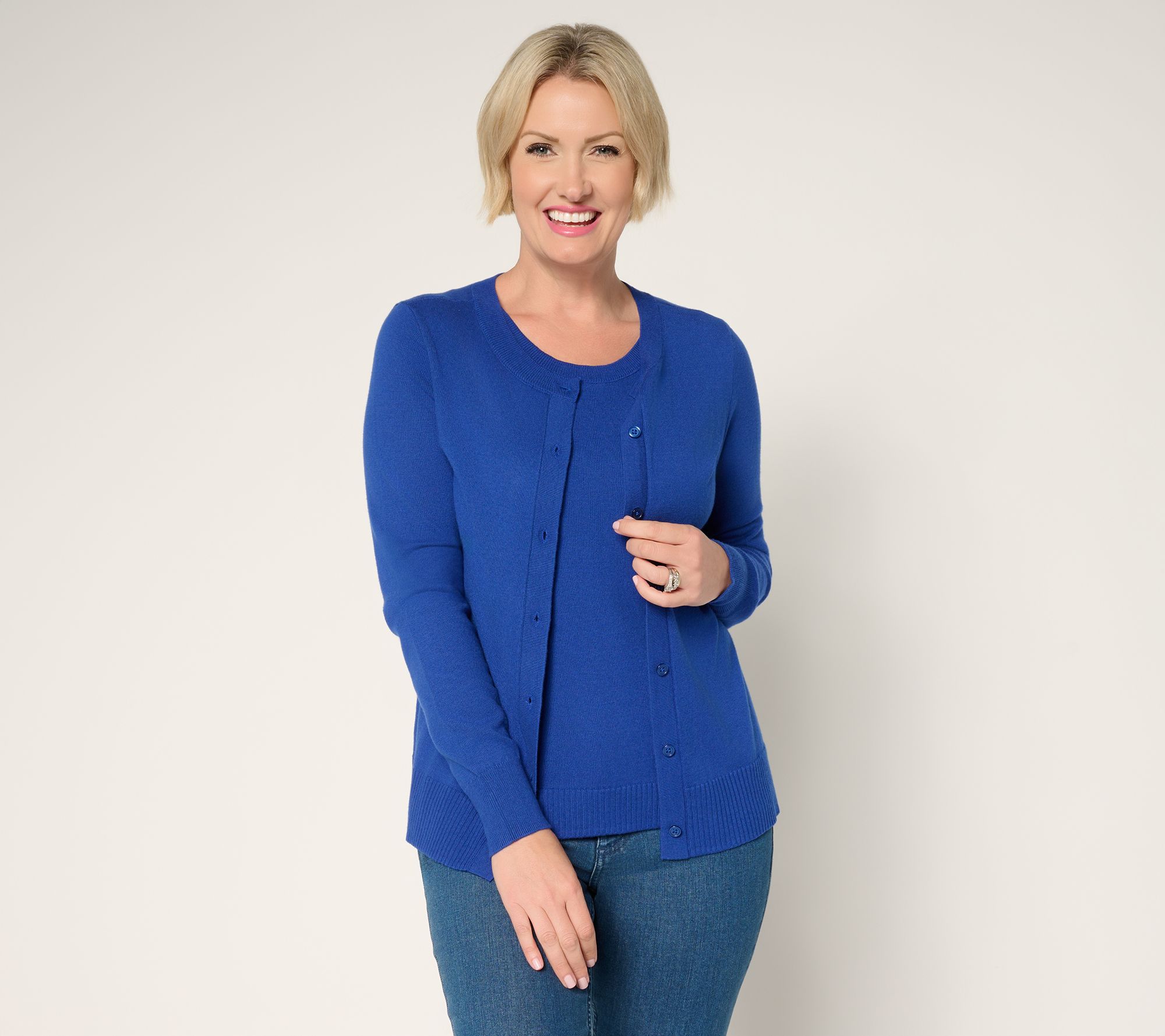 Denim & Co. Essentials Cardigan/Tank Sweater Twin Set