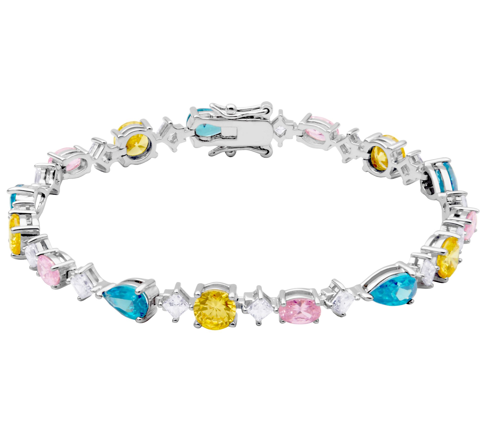 Diamonique 22.00 cttw Multi-Color Tennis Bracelet, Sterling