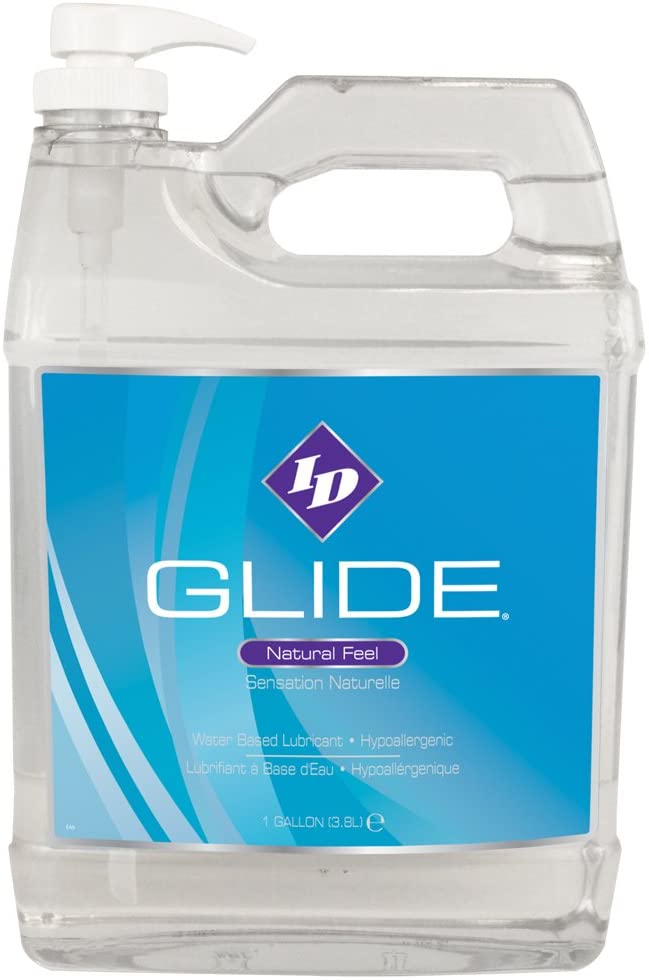 ID Lubricants Glide 128 Fl Oz Natural Feel Water-Based Personal Lubricant, Clear, 128 Oz