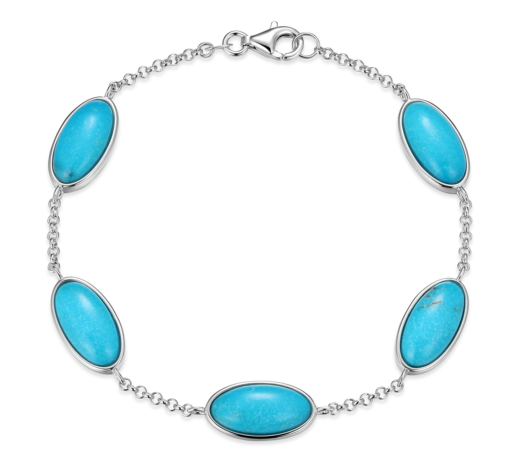 Affinity Gems Turquoise Station Bracelet, Sterling Silver