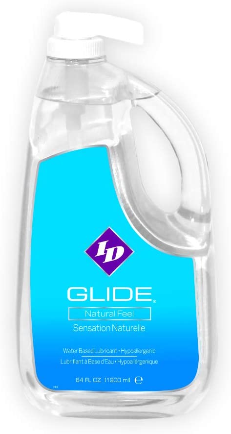 ID Lubricants Glide 128 Fl Oz Natural Feel Water-Based Personal Lubricant, Clear, 128 Oz
