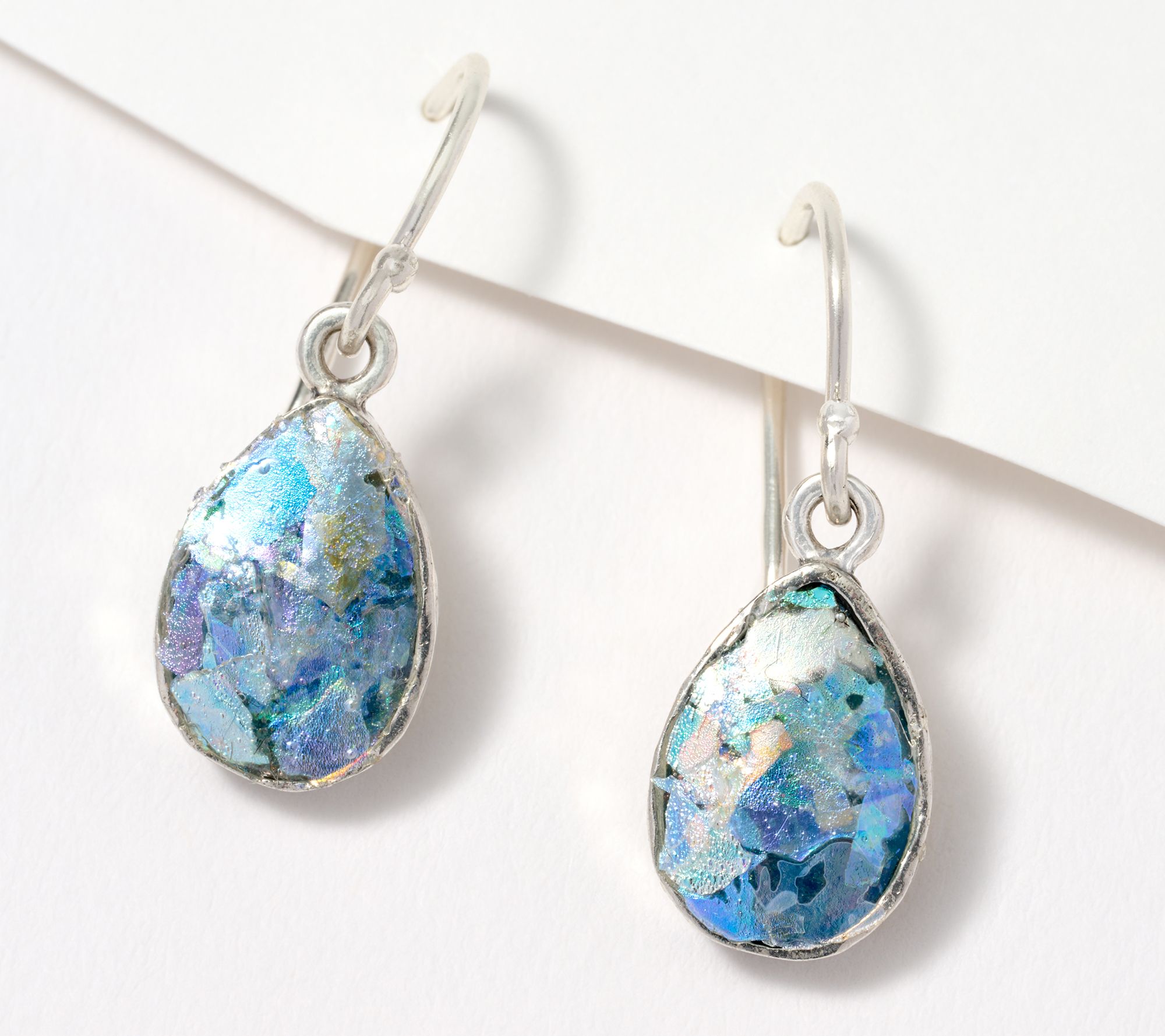 Or Paz Roman Glass Pear Shape Drop Earrings, Sterling Silver