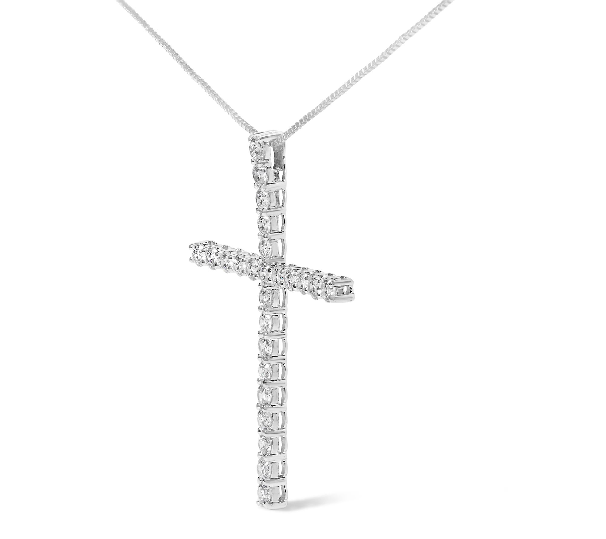 Haus of Brilliance Lab-Grown Diamond Cross Necklace, 14K