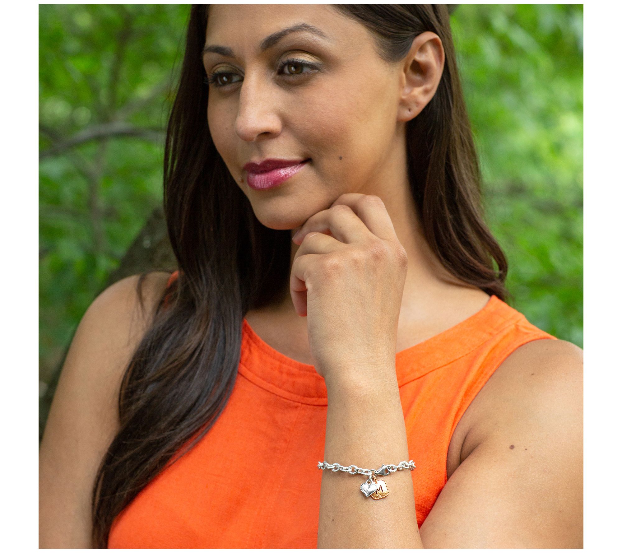 Or Paz Sterling Personalized Heart Charm Bracelet