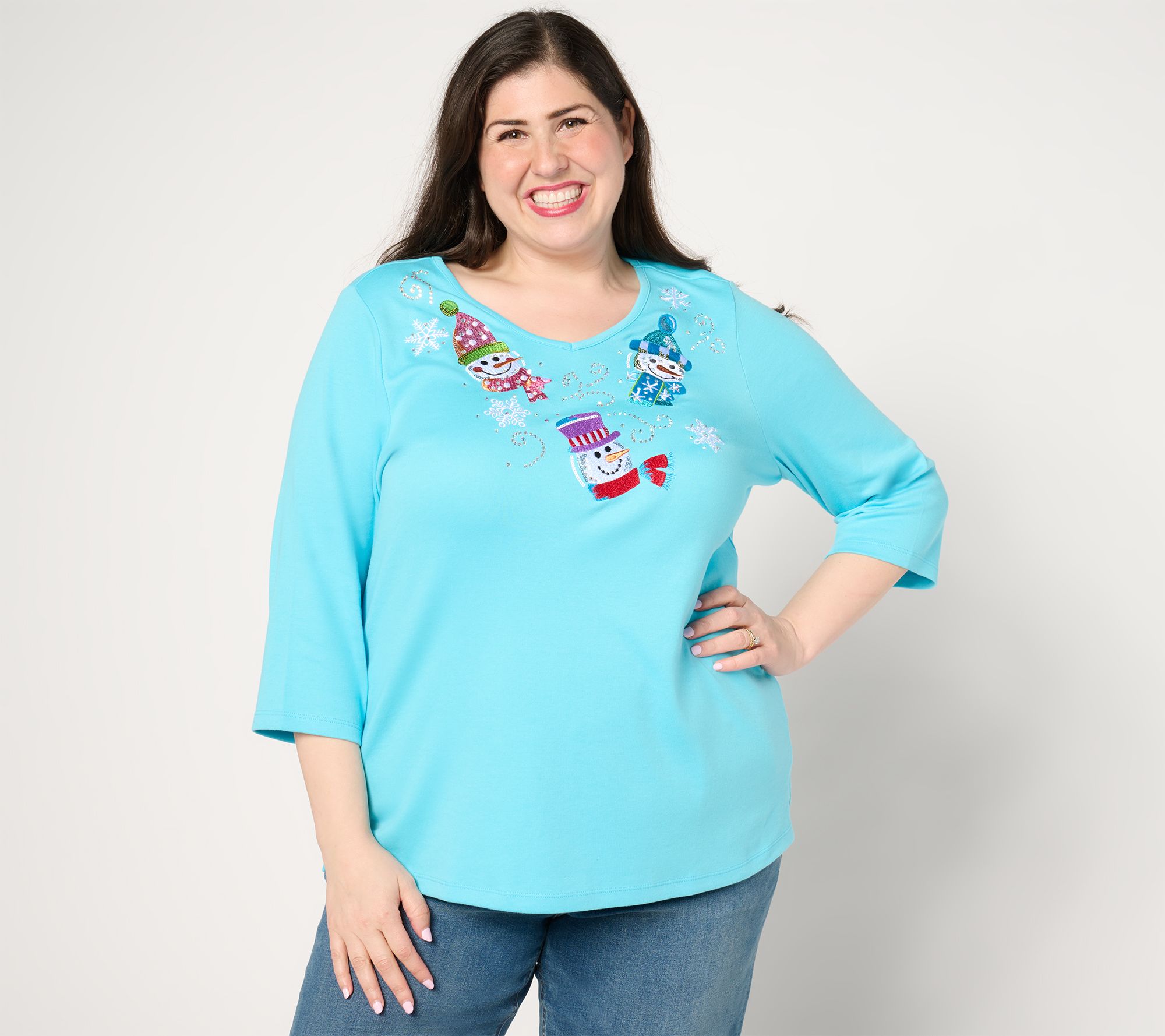 Quacker Factory Holiday Trio 3/4 Sleeve Top