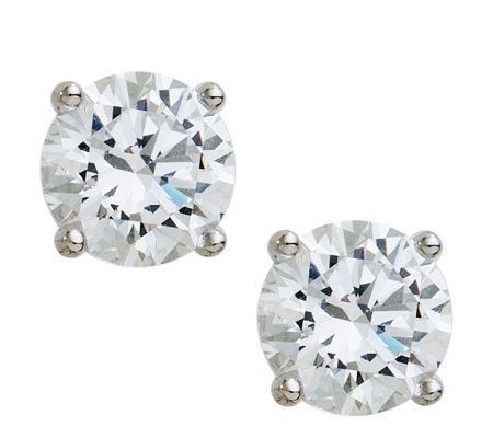 Diamonique 100-Facet Round Stud Earrings, Platinum Clad