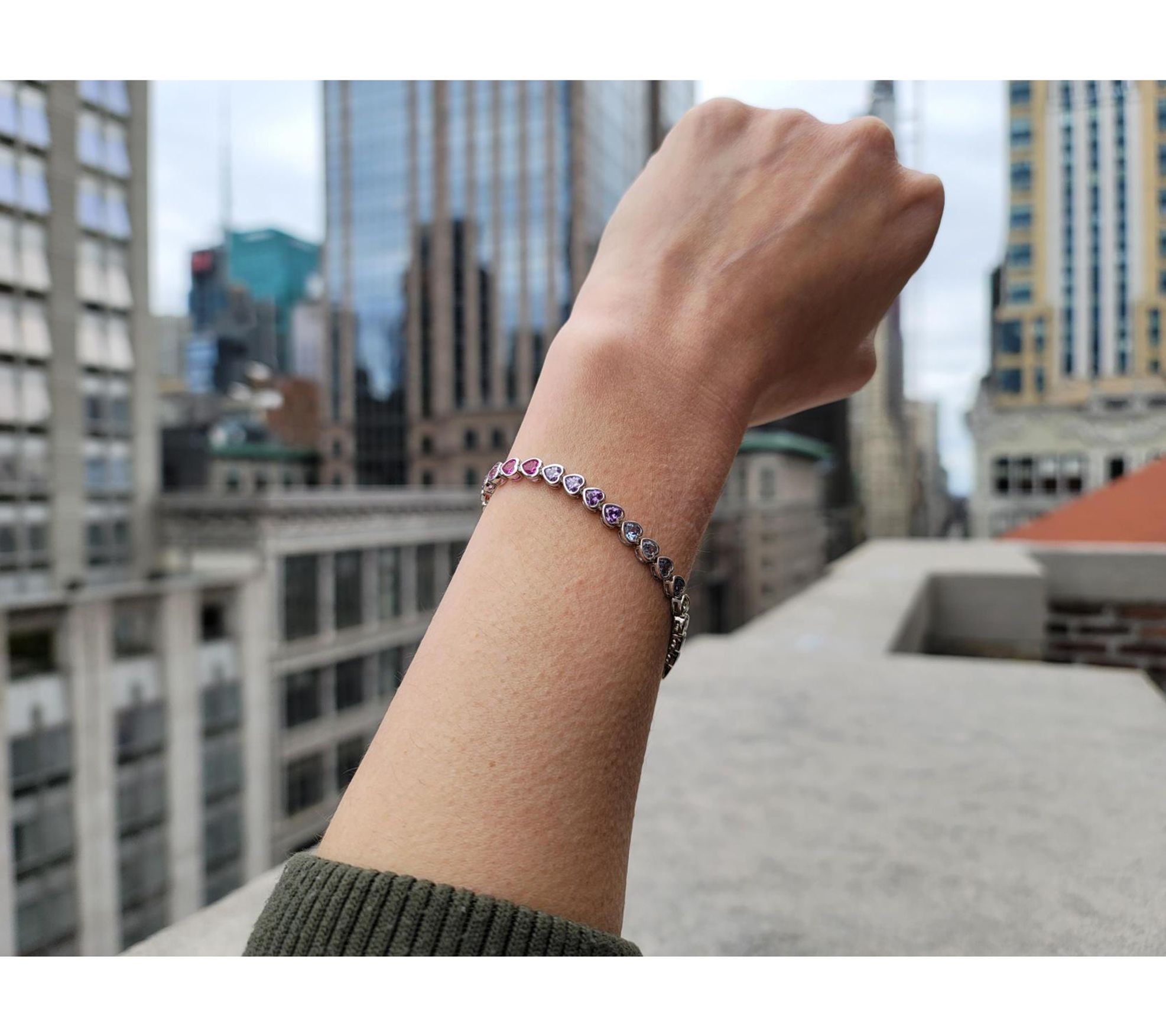 Diamonique Heart Cut Tennis Bracelet, SterlingSilver