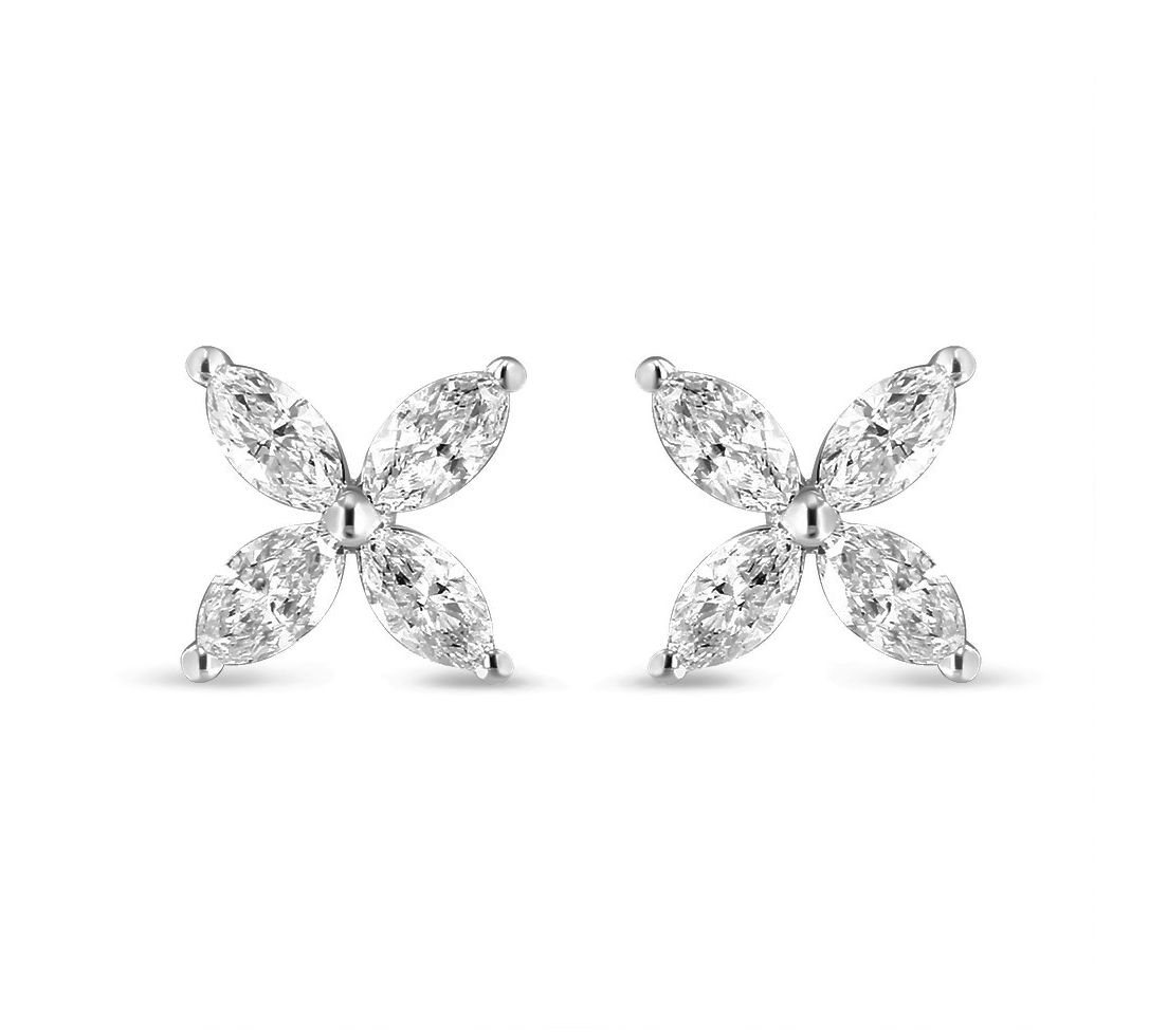 Haus of Brilliance Floral Lab-Grown Diamond Stud Earrings, 14K