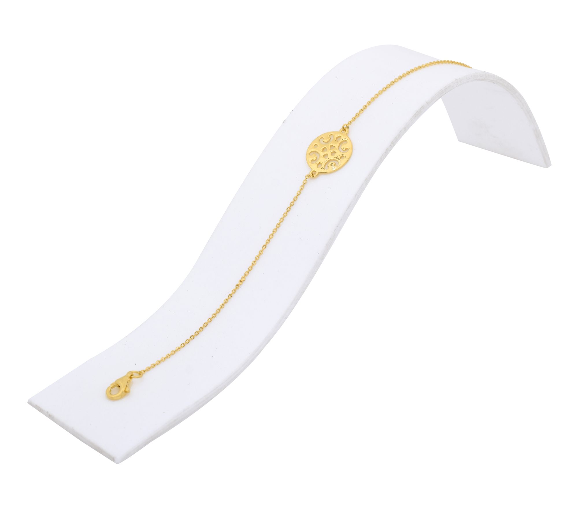 14K Gold Plated Open Work Station Bracelet