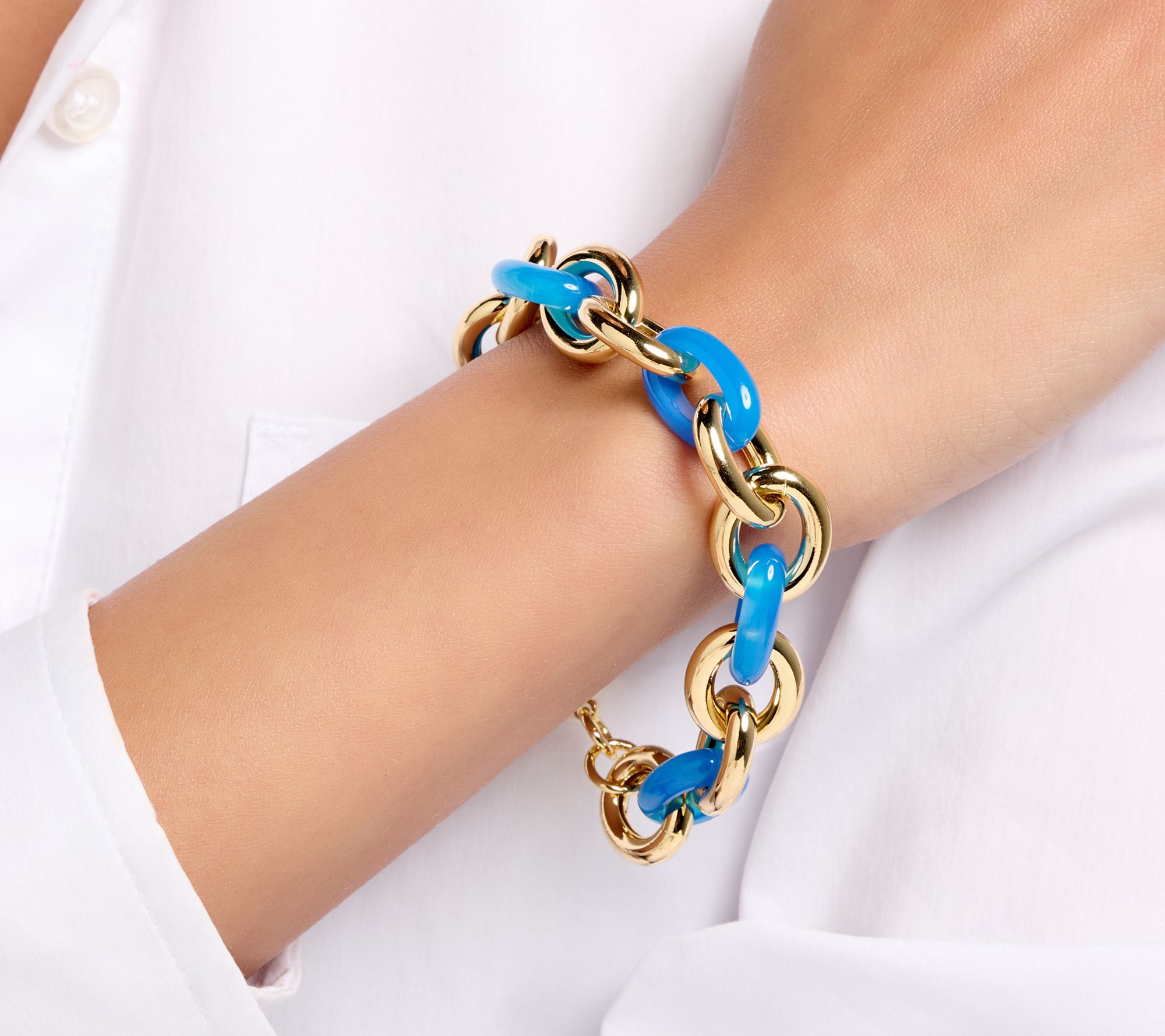 David Markstein Bronze Rolo & Gemstone Magnetic Bracelet Yellow