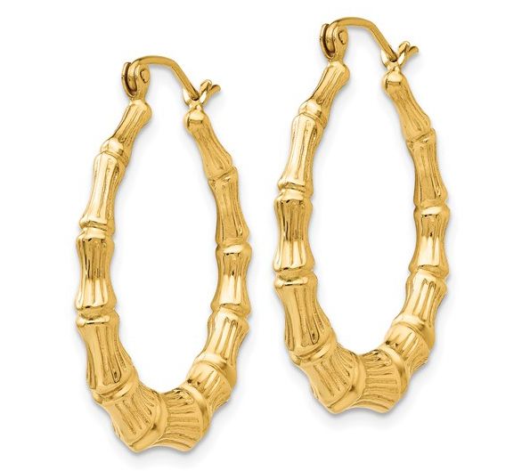 Alkeme 10K Gold Bamboo Patterned Hoop Earrings