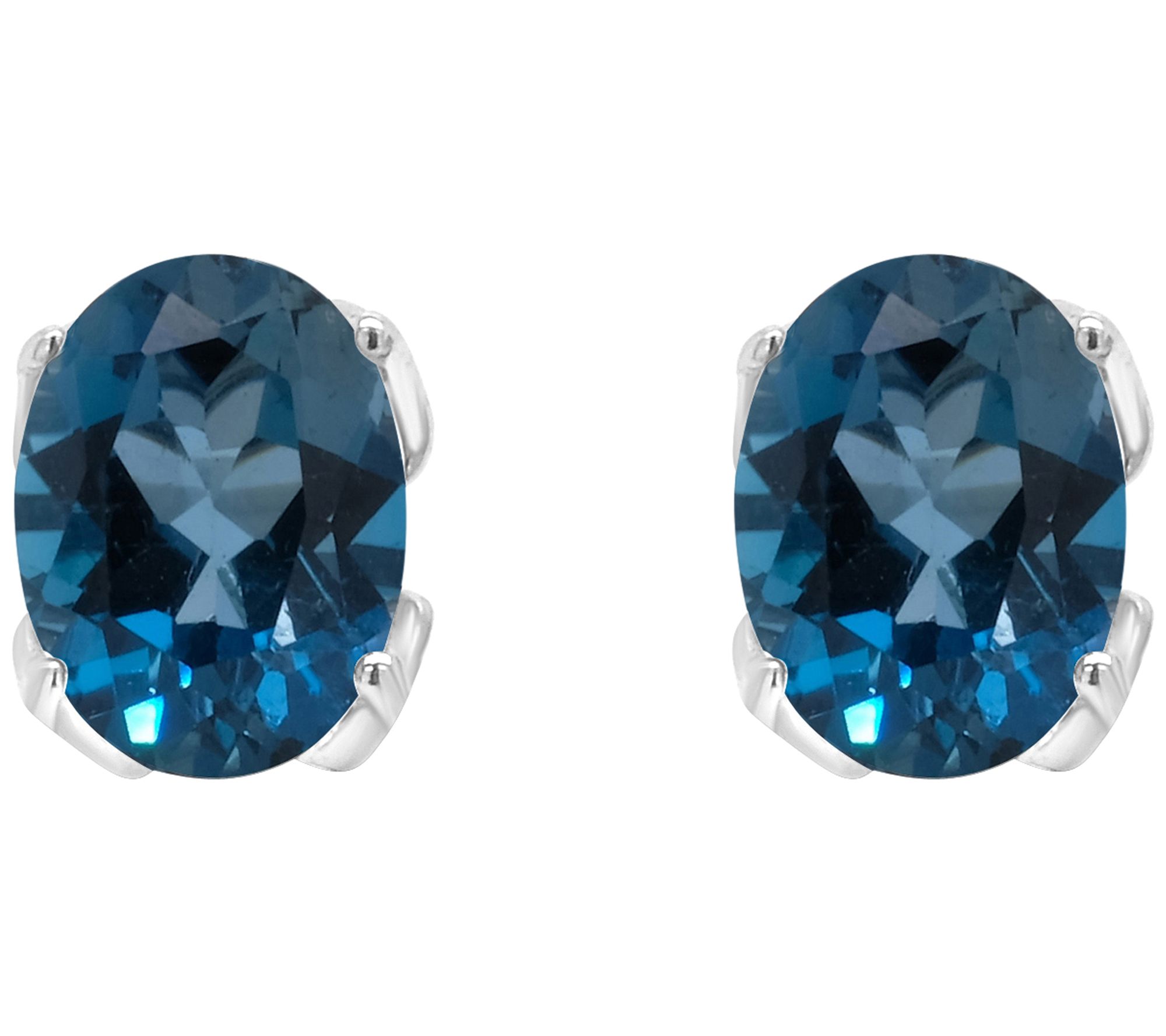 Sterling Silver Oval 2.90 cttw London Blue Topaz Earrings