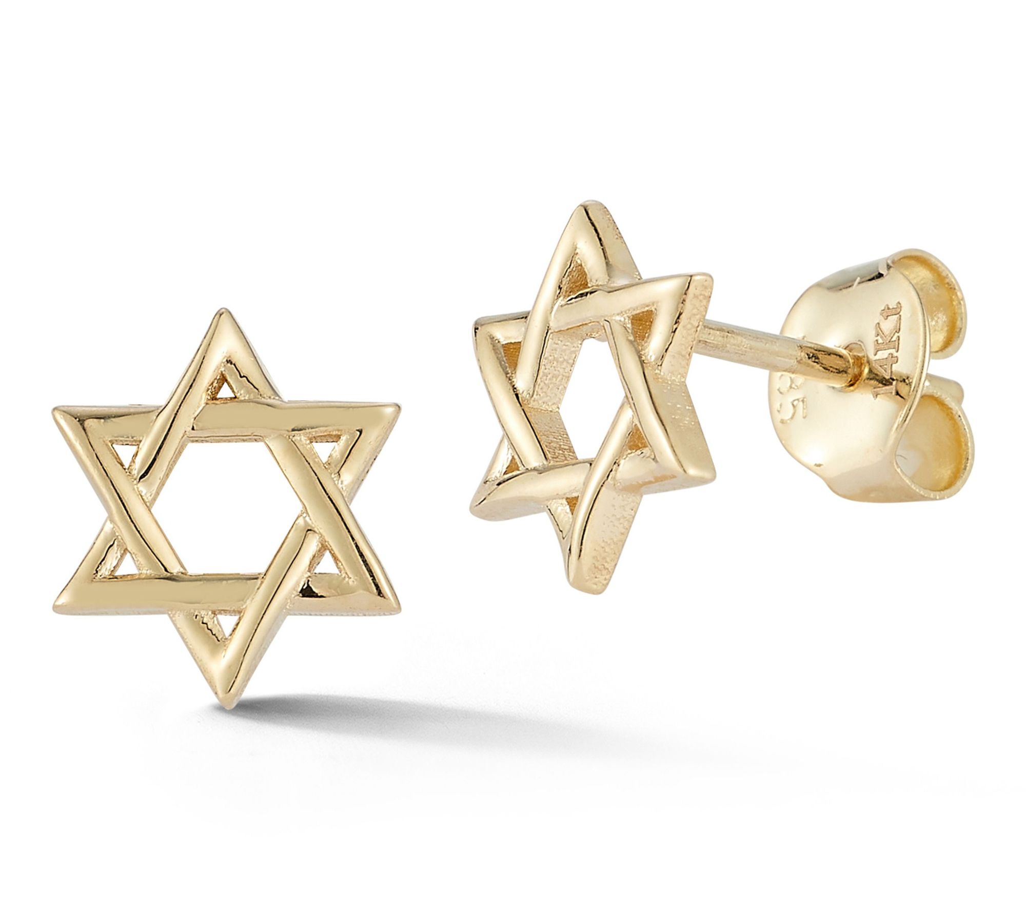 Luminosa Gold Star of David Stud Earrings, 14K