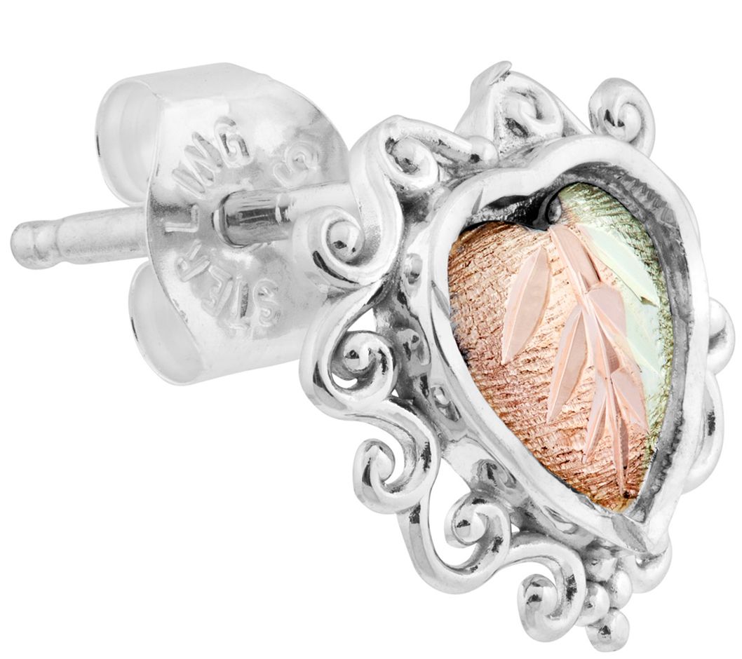 Black Hills Gold Heart Earrings Sterling/12K