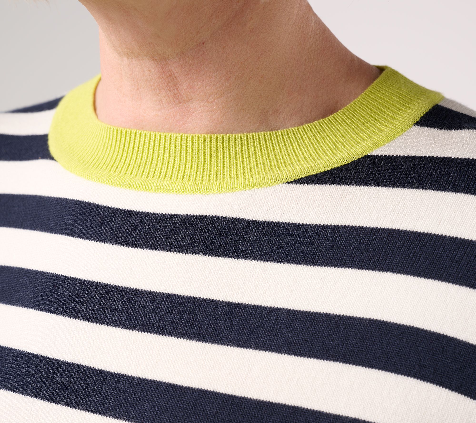 Carla Rockmore Collection Contrast Trim Striped Sweater