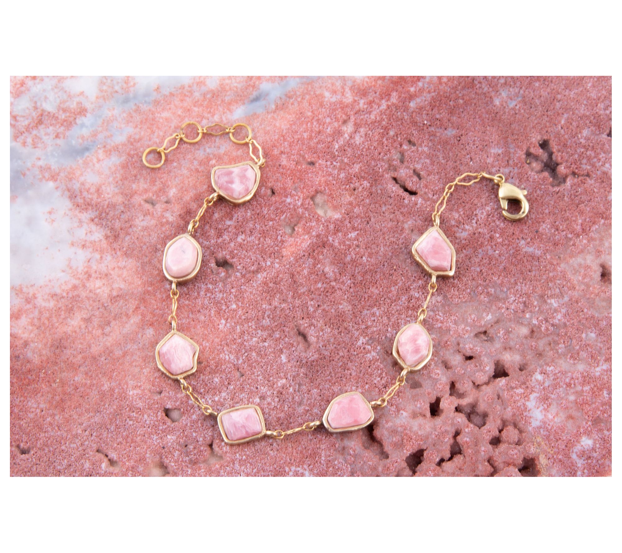 Barse Artisan Crafted Bronze Rhodonite Line Bracelet