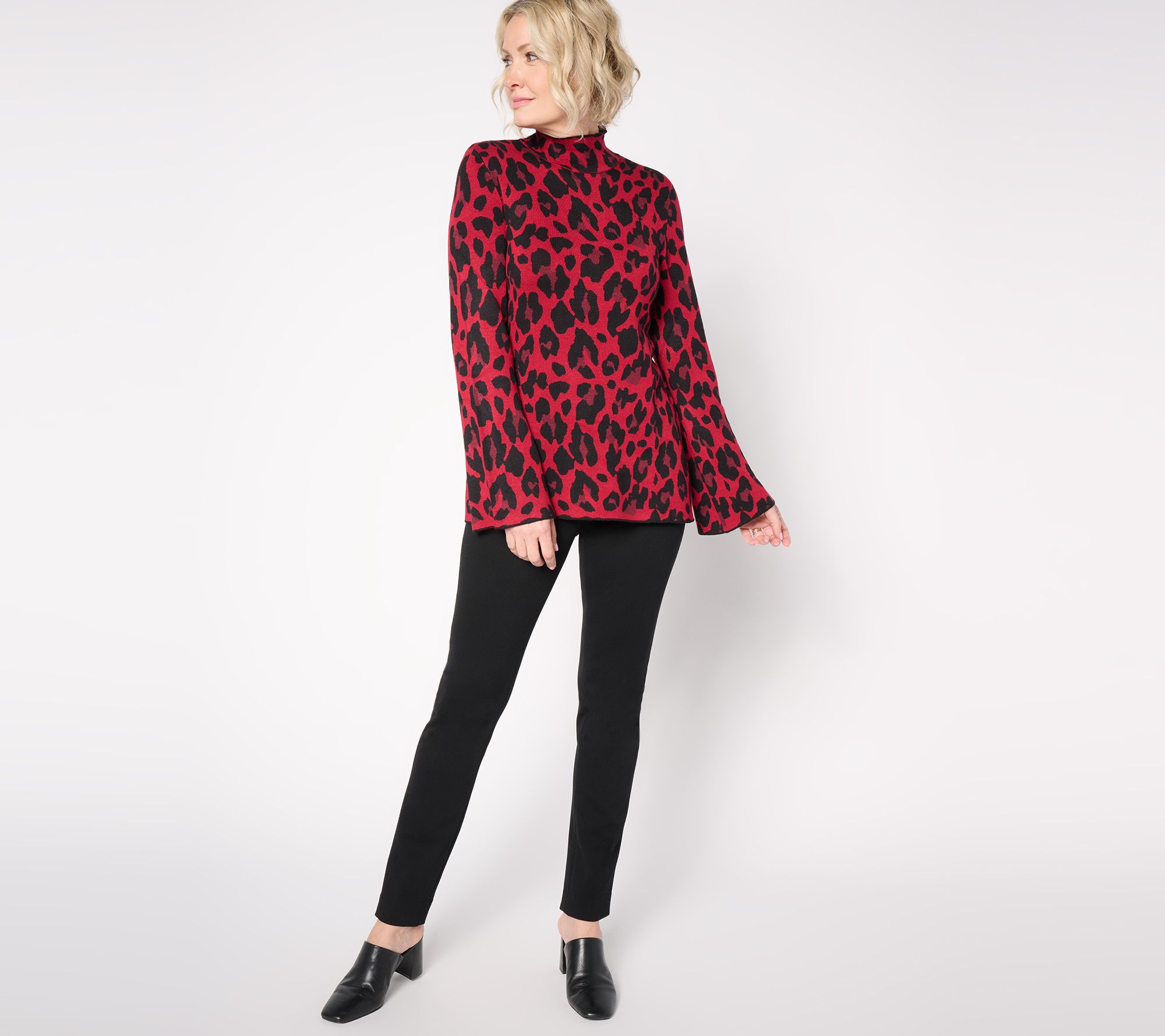 Dennis Basso Jacquard Turtleneck Sweater