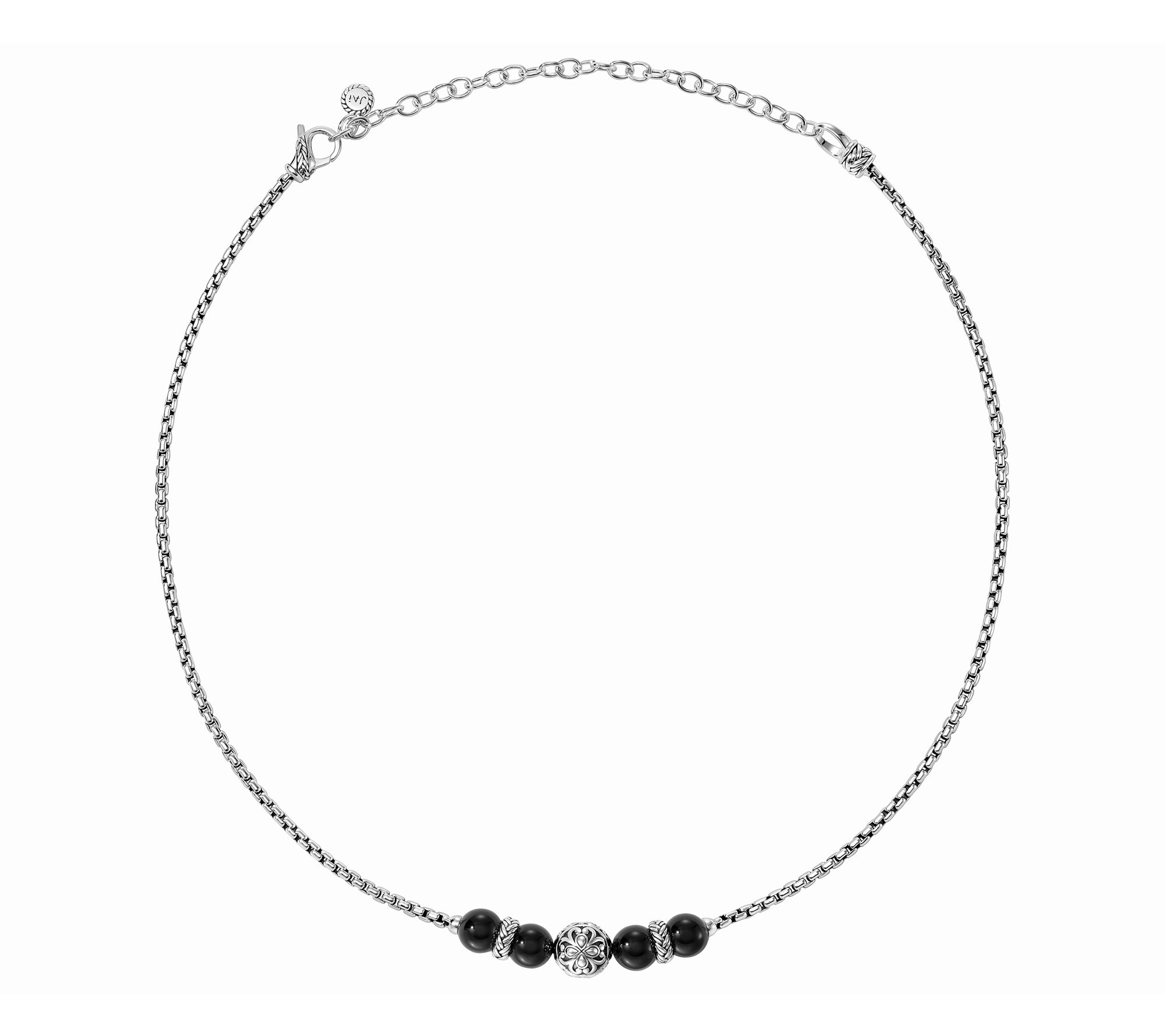 JAI Sterling Silver Heritage Lotus Gemstone Bead Necklace