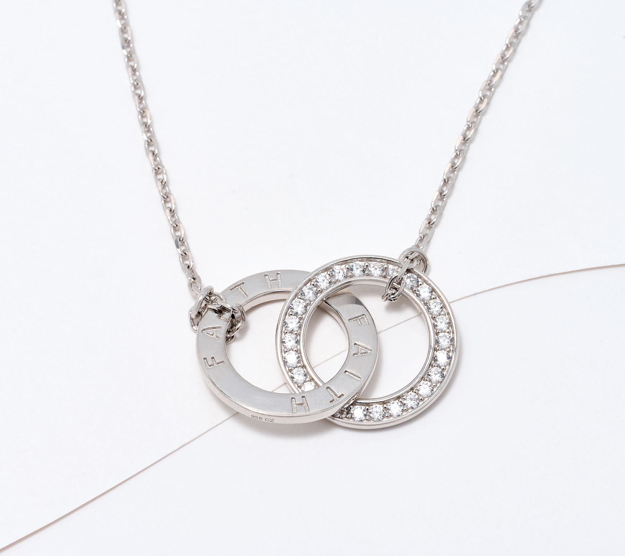 Diamonique Italia Interlocked Rings Necklace, Sterling Silver