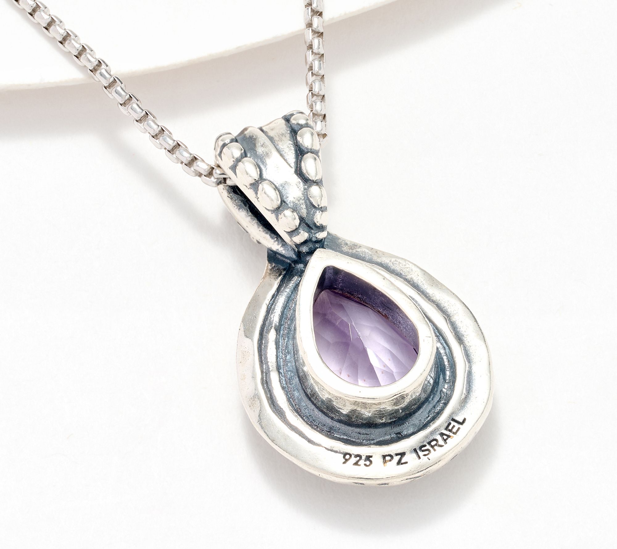 Or Paz Sterling Silver Pear Gemstone Pendant Necklace